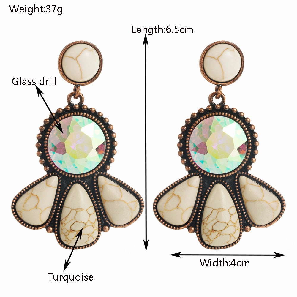 Wholesale Fashion Vintage Bohemian Turquoise Fashion Trend Temperament Versatile Stud Earrings