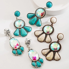 Wholesale Fashion Vintage Bohemian Turquoise Fashion Trend Temperament Versatile Stud Earrings