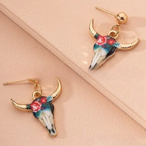 Wholesale Fashion Western Style Colorful Bull Head Earrings