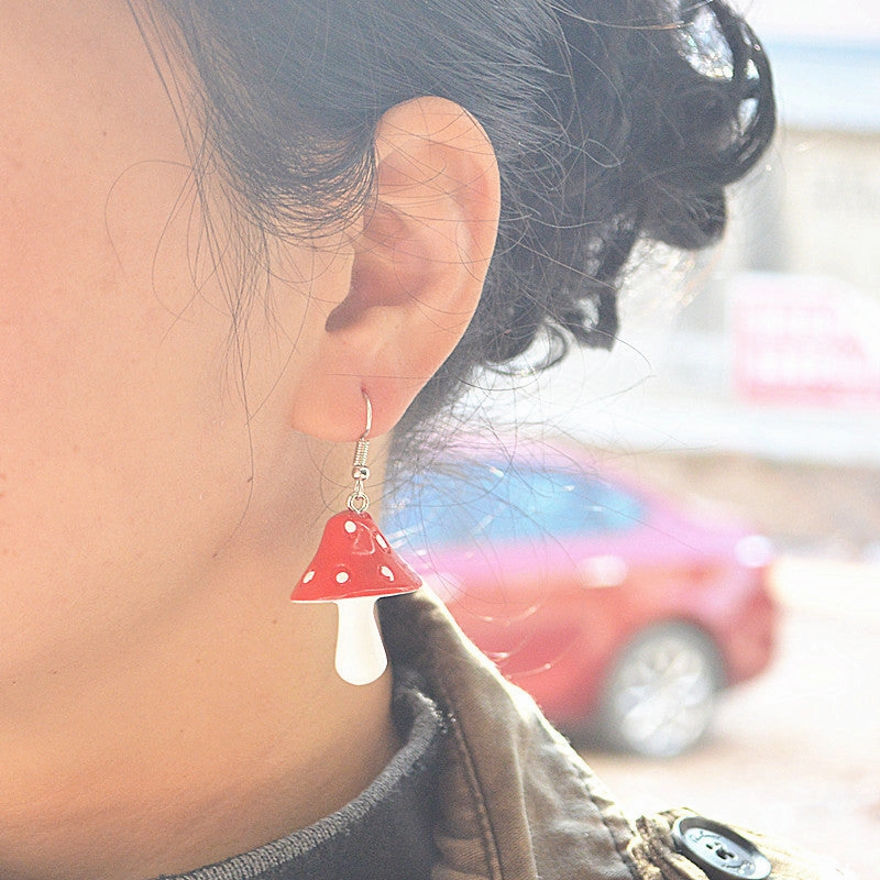 Wholesale Faux Mushroom Metal Earrings