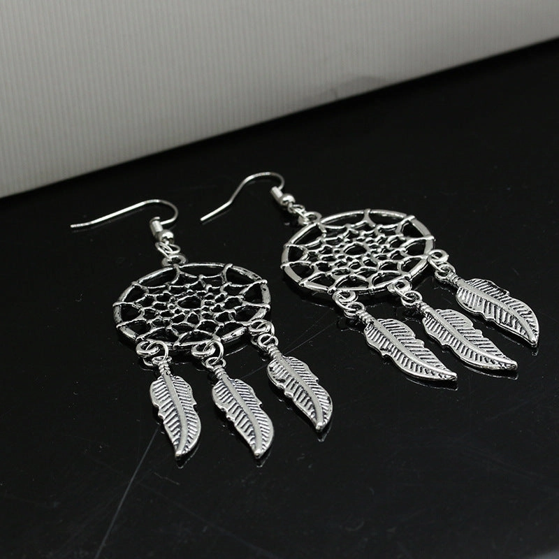 Wholesale Feather Dream Catcher Alloy Earrings