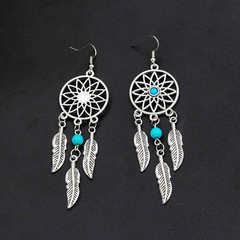 Wholesale Feather Dream Catcher Alloy Earrings