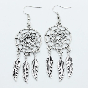 Wholesale Feather Dream Catcher Alloy Earrings