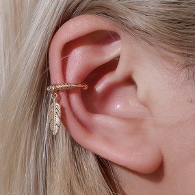 Wholesale Feather Leaf Pendant No Pierced Alloy Earrings
