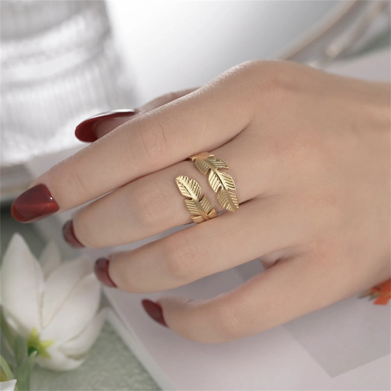 Wholesale Feather Opening Titanium Steel Rings