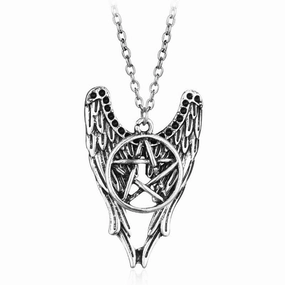 Wholesale Film and Television Evil Force Pentagram Wings Alloy Necklace