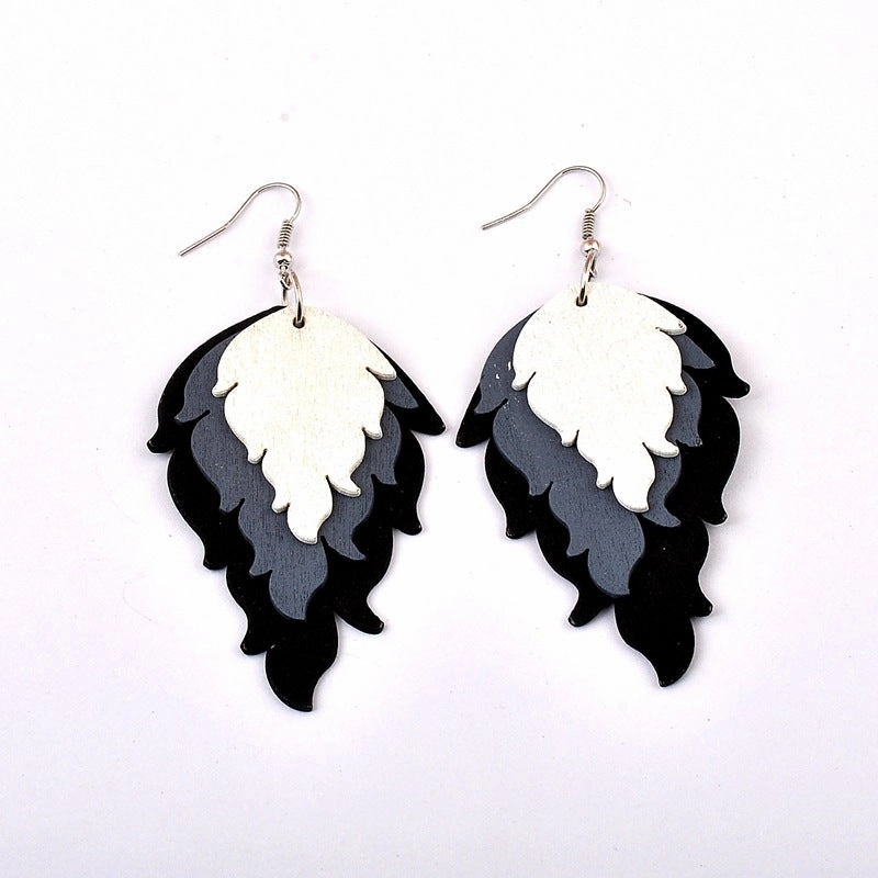 Wholesale Fire Shape Wooden Earrings