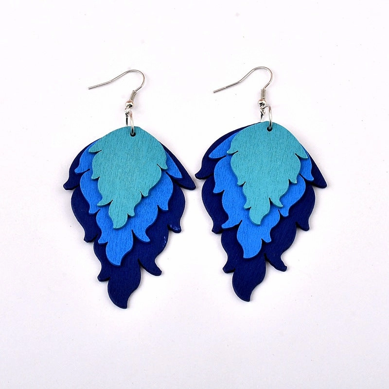 Wholesale Fire Shape Wooden Earrings