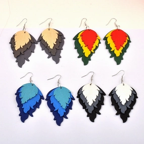 Wholesale Fire Shape Wooden Earrings