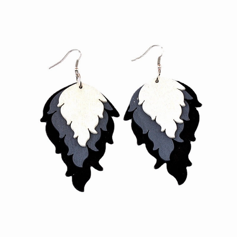 Wholesale Fire Shape Wooden Earrings