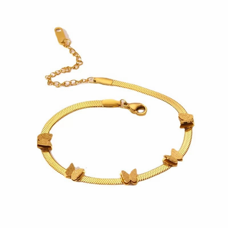 Wholesale Five Flower Butterfly Snake Bone Chain Non-fading Titanium Steel Bracelet