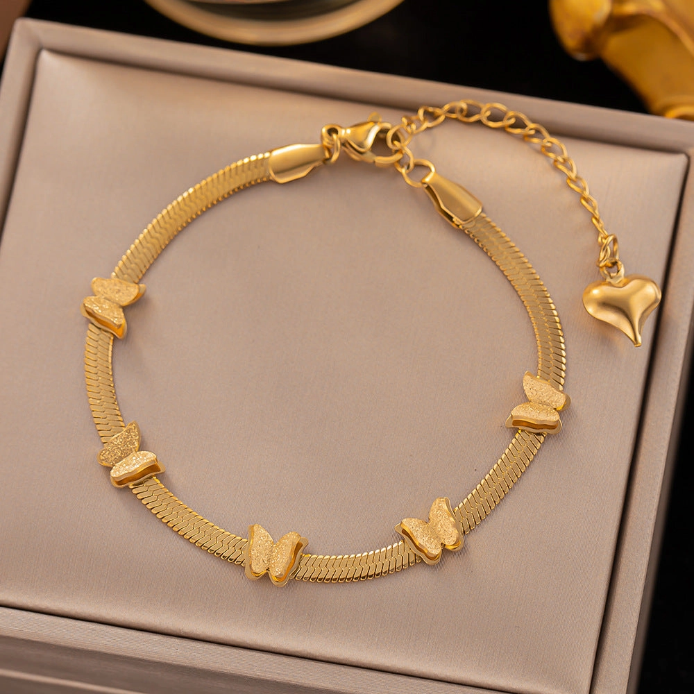 Wholesale Five Flower Butterfly Snake Bone Chain Non-fading Titanium Steel Bracelet