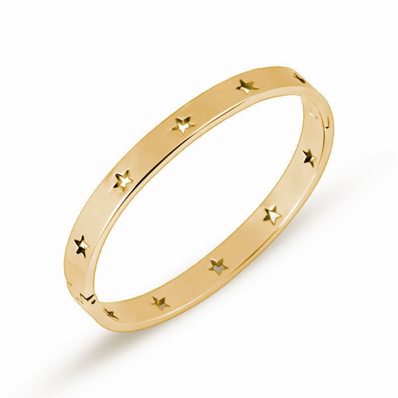 Wholesale Five-pointed Star Hollow Titanium Bracelet Titanium Steel