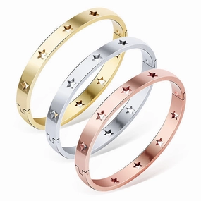 Wholesale Five-pointed Star Hollow Titanium Bracelet Titanium Steel