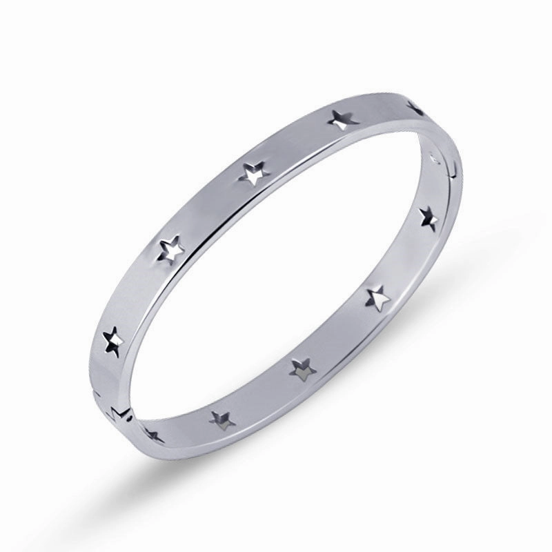 Wholesale Five-pointed Star Hollow Titanium Bracelet Titanium Steel