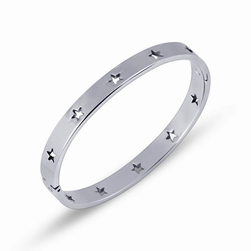 Wholesale Five-pointed Star Hollow Titanium Bracelet Titanium Steel