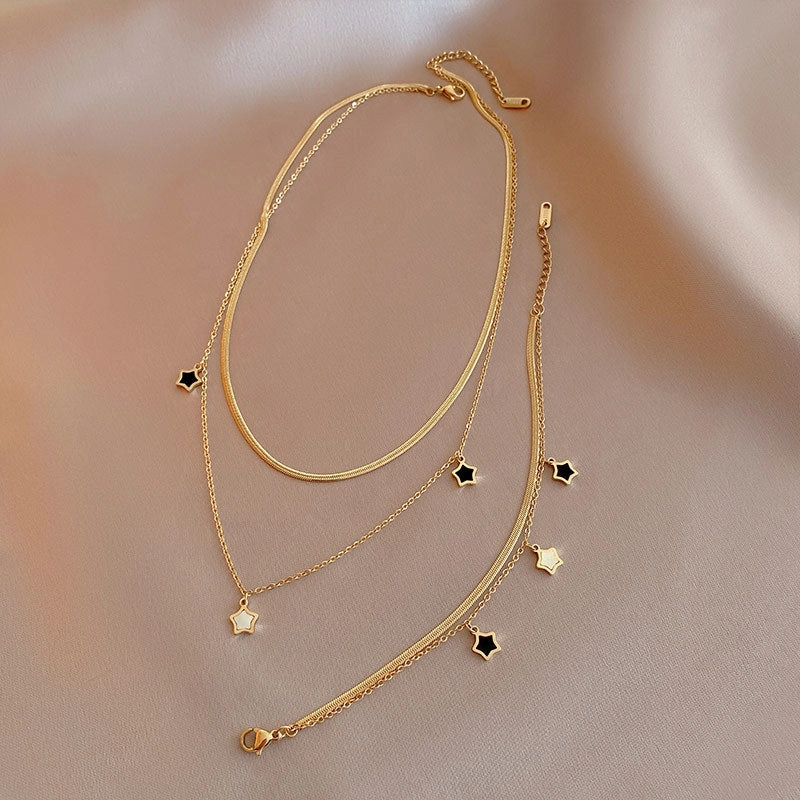 Wholesale Five-pointed Star Shell 14k Gold Necklace Clavicle Chain Bracelet