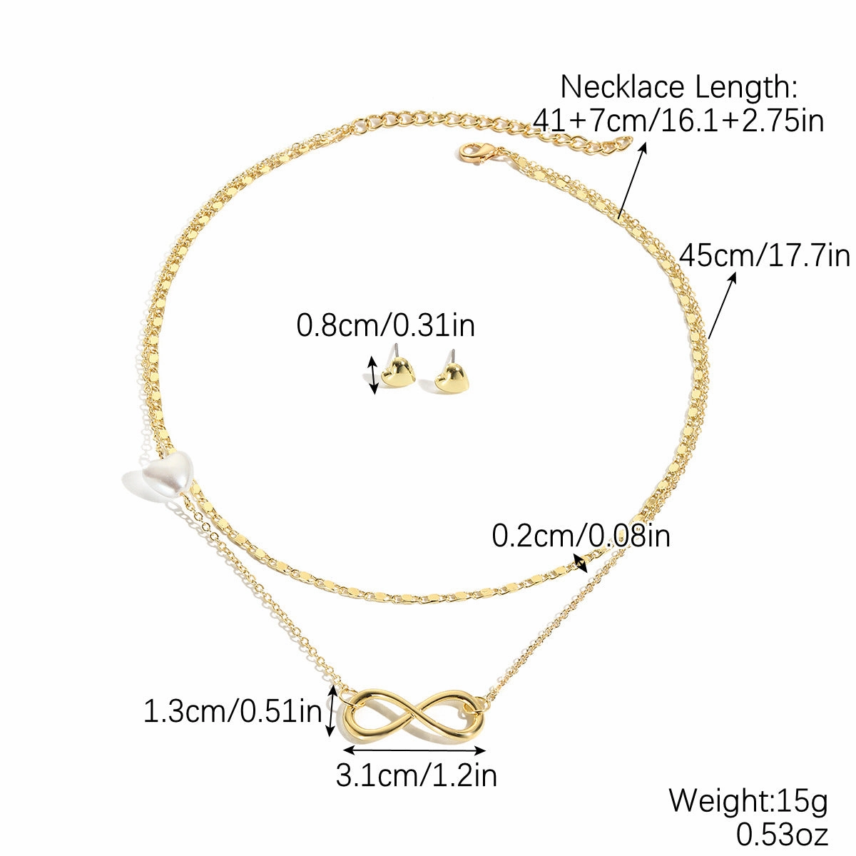 Wholesale Five-pointed Star Stacked Zircon Metal Multi-layer Necklace Jewelry Set