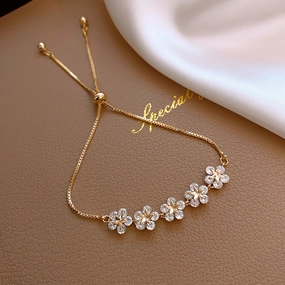 Wholesale Five Small Flowers Pentagram Drawable Adjustable Bracelet