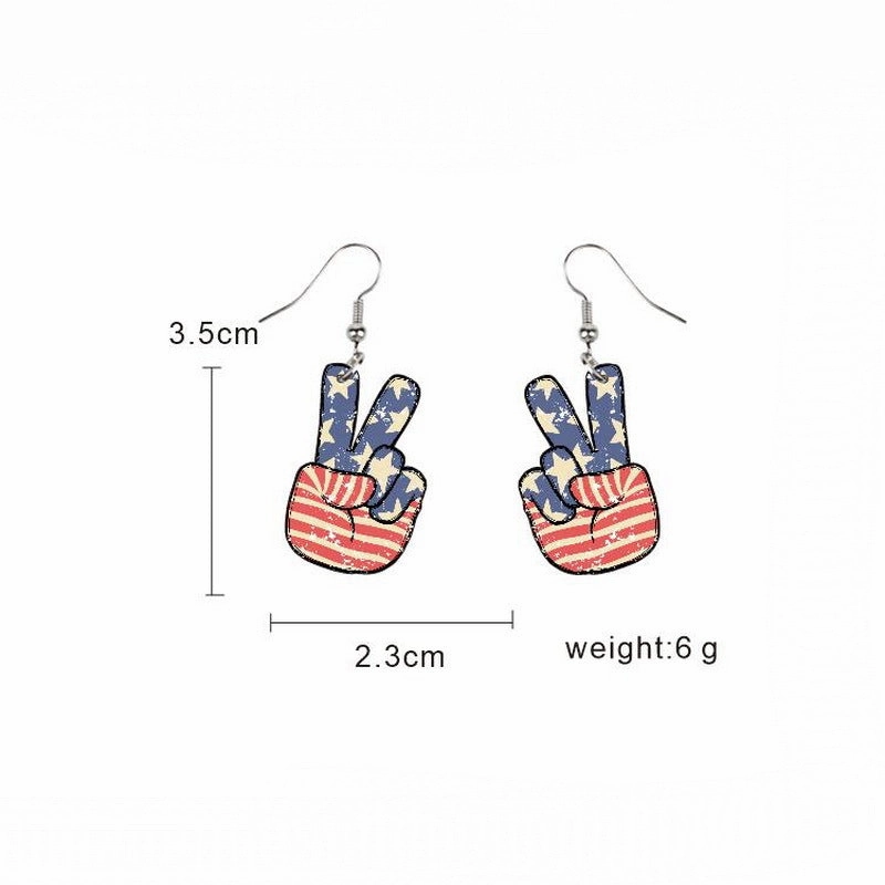Wholesale Flag Butterfly Cow Finger Smiley Eagle Love Heart American Independence Day Earrings