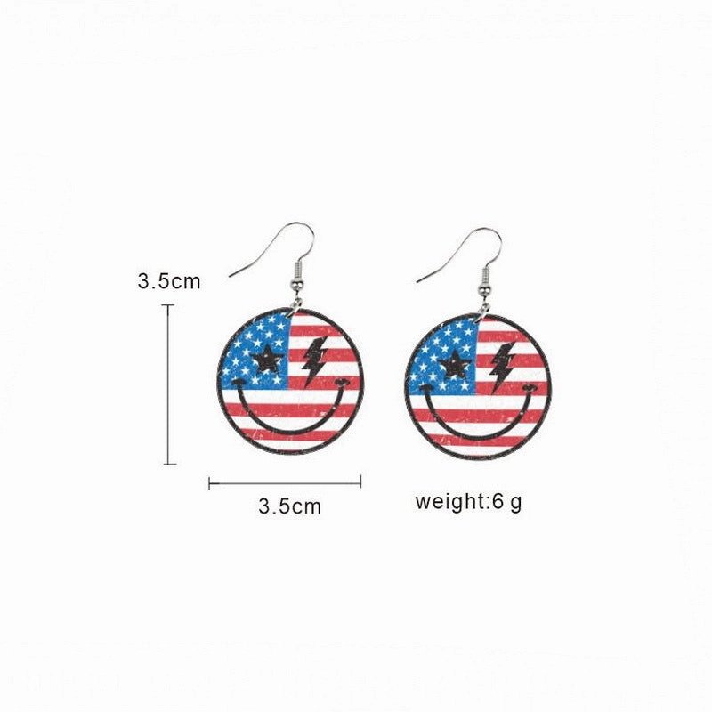 Wholesale Flag Butterfly Cow Finger Smiley Eagle Love Heart American Independence Day Earrings