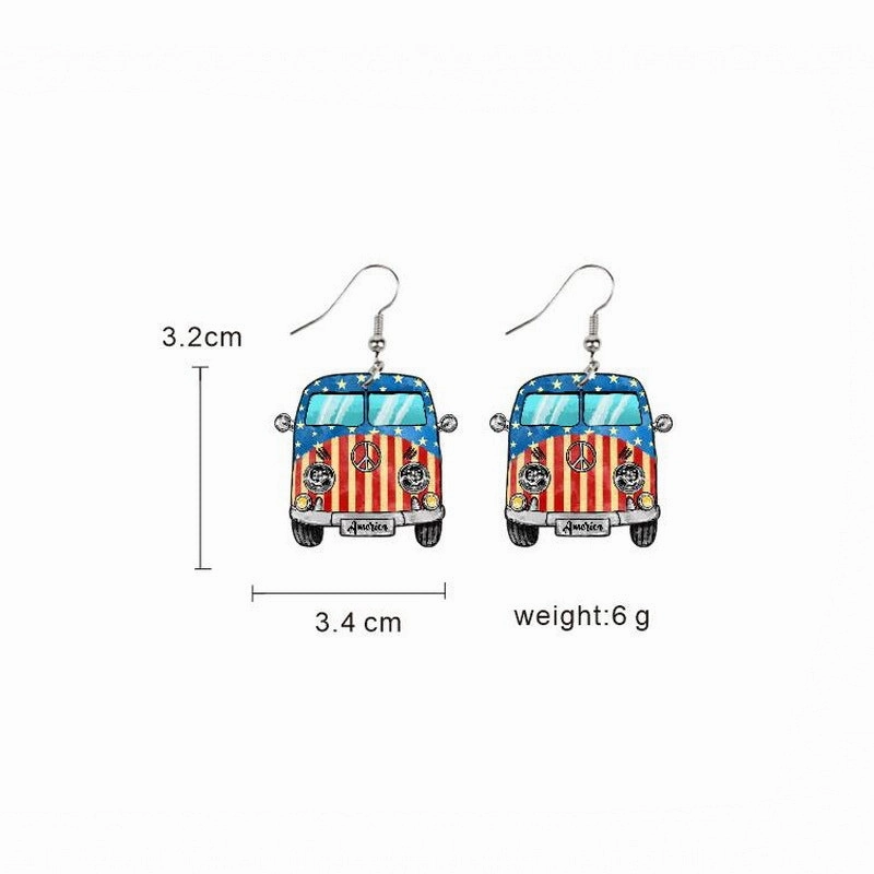 Wholesale Flag Butterfly Cow Finger Smiley Eagle Love Heart American Independence Day Earrings