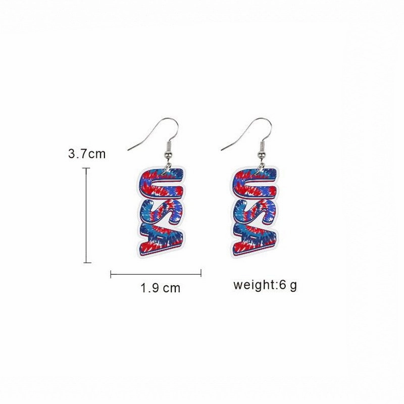 Wholesale Flag Butterfly Cow Finger Smiley Eagle Love Heart American Independence Day Earrings