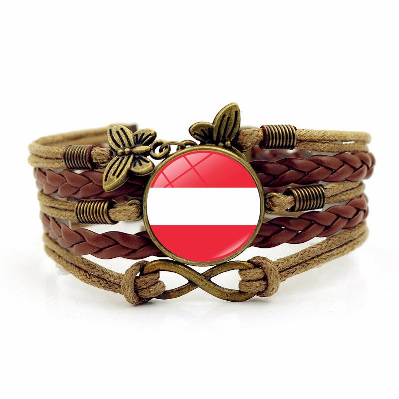 Wholesale Flag Time Stone Multilayer Braided Alloy Bracelet