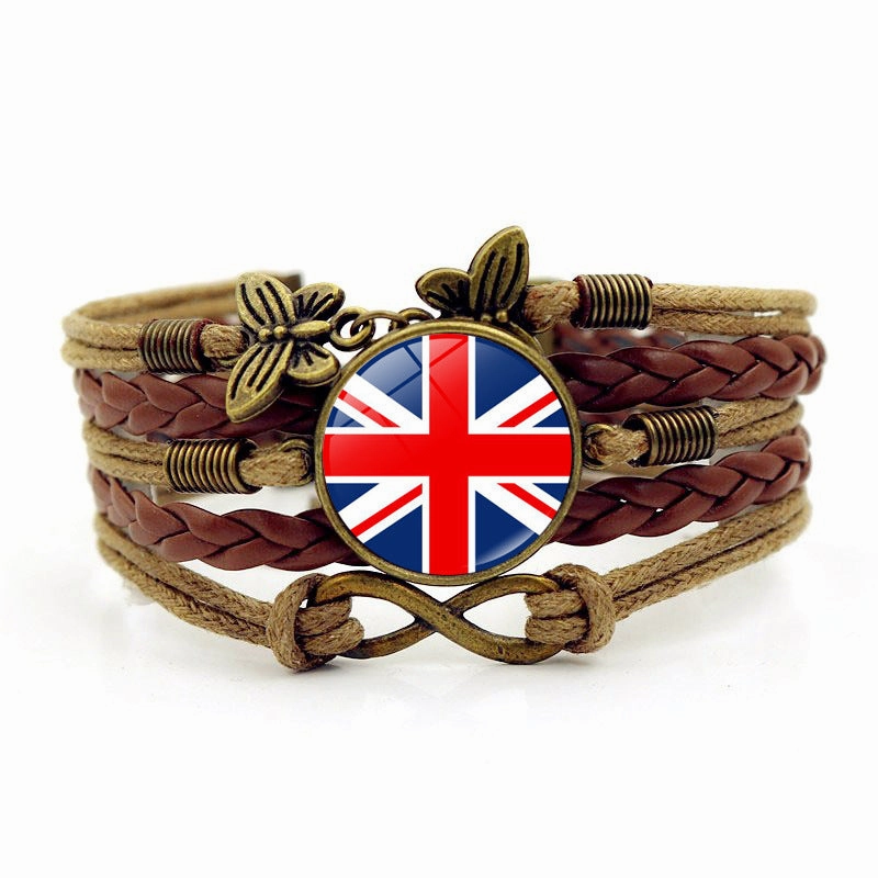 Wholesale Flag Time Stone Multilayer Braided Alloy Bracelet