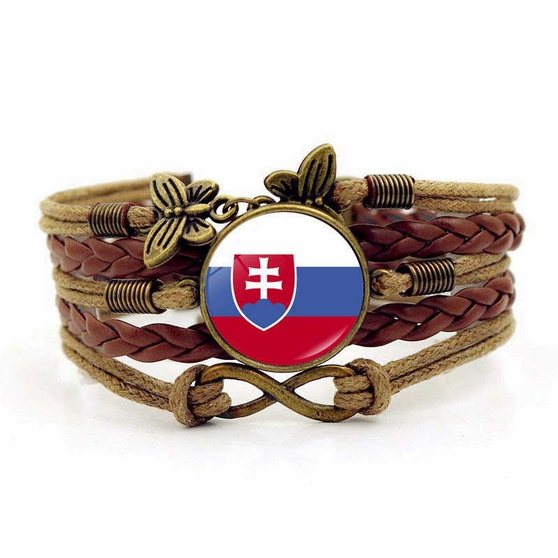 Wholesale Flag Time Stone Multilayer Braided Alloy Bracelet