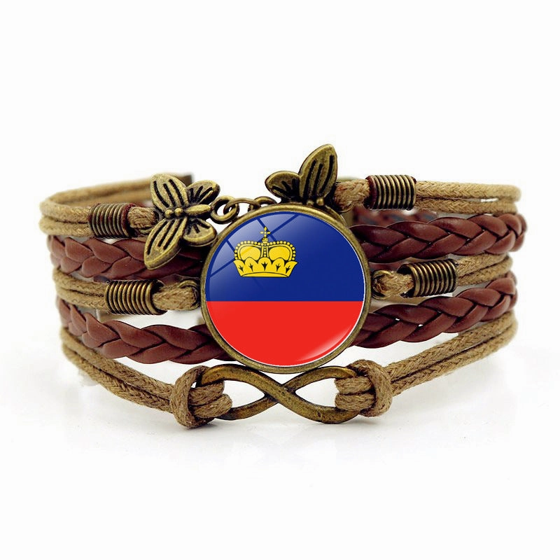 Wholesale Flag Time Stone Multilayer Braided Alloy Bracelet