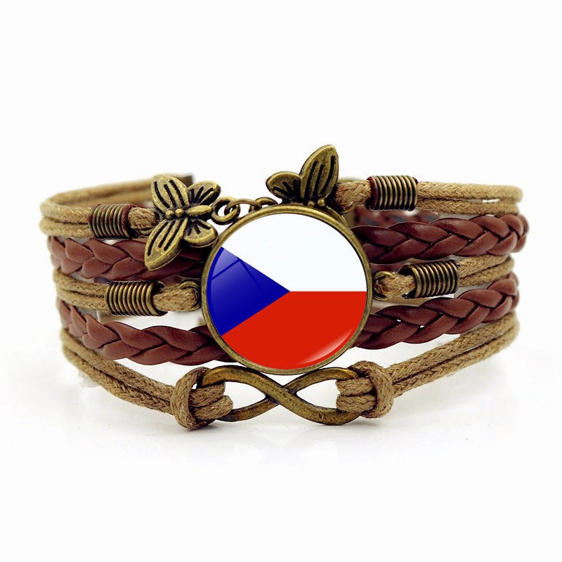Wholesale Flag Time Stone Multilayer Braided Alloy Bracelet