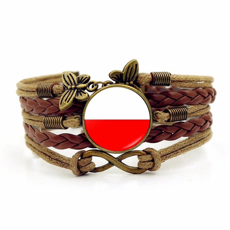 Wholesale Flag Time Stone Multilayer Braided Alloy Bracelet