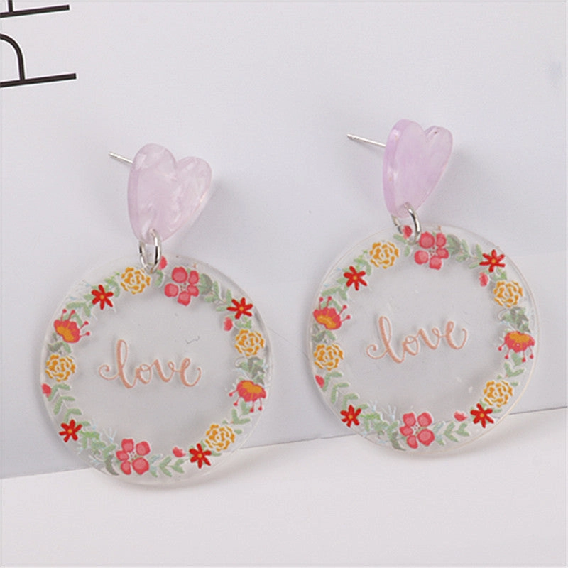 Wholesale Flamingo Heart Acrylic Earrings