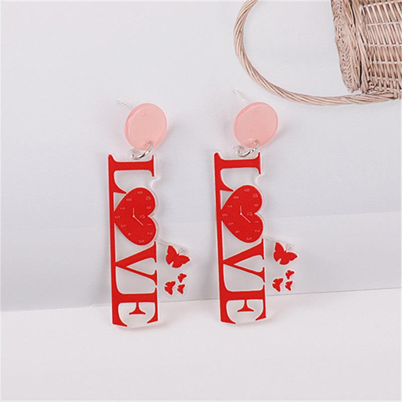 Wholesale Flamingo Heart Acrylic Earrings