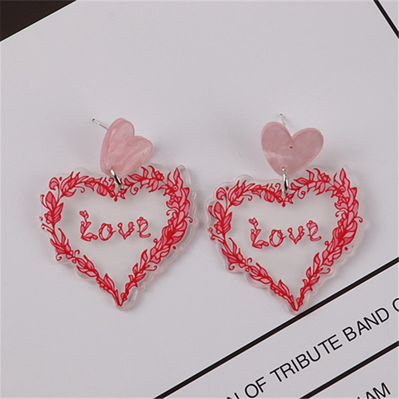 Wholesale Flamingo Heart Acrylic Earrings