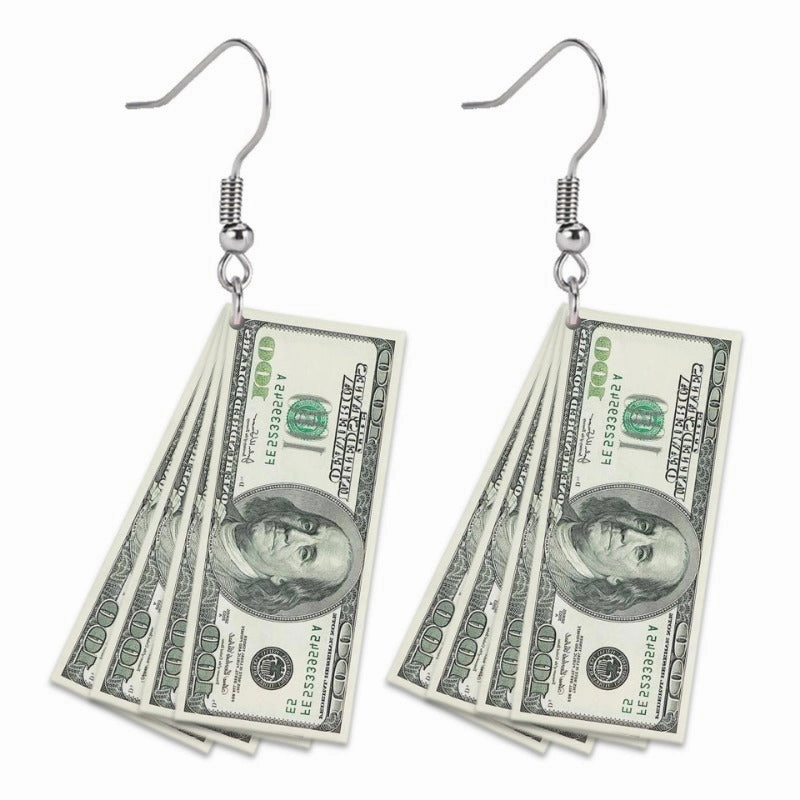 Wholesale Flat 2D Dollar Acrylic Fashion Creative Holiday Gift Earrings