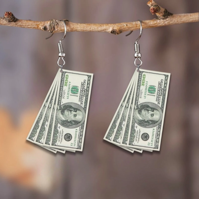 Wholesale Flat 2D Dollar Acrylic Fashion Creative Holiday Gift Earrings
