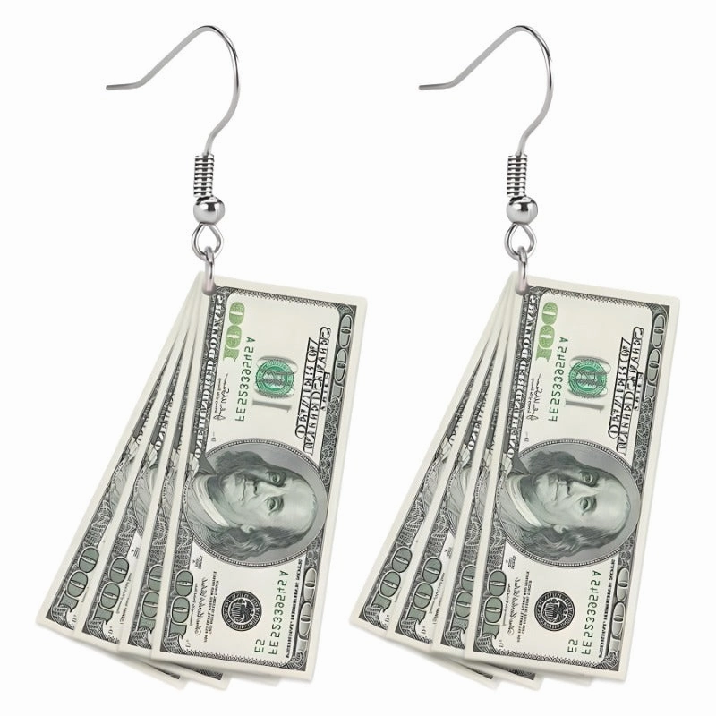 Wholesale Flat 2D Dollar Acrylic Fashion Creative Holiday Gift Earrings