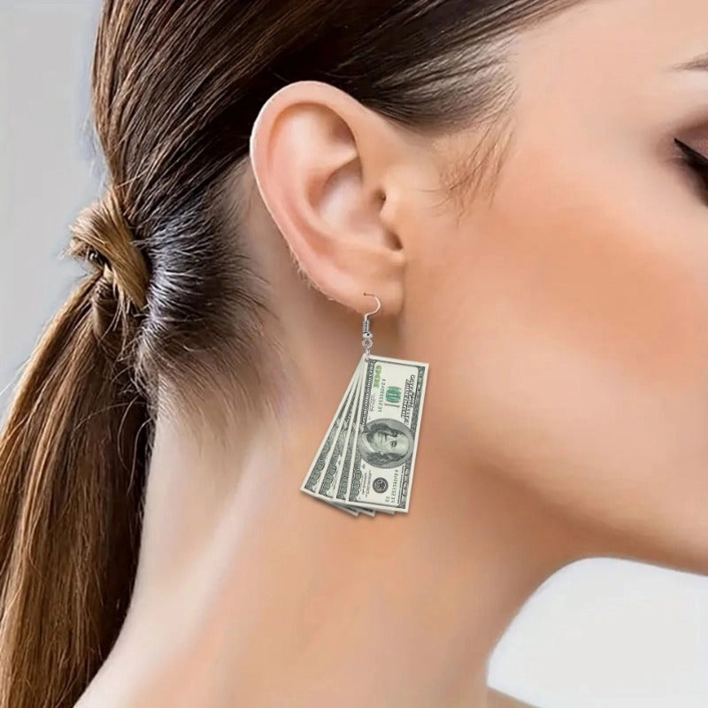 Wholesale Flat 2D Dollar Acrylic Fashion Creative Holiday Gift Earrings