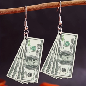 Wholesale Flat 2D Dollar Acrylic Fashion Creative Holiday Gift Earrings