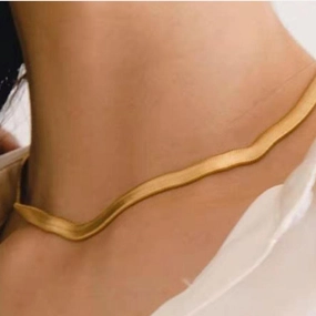 Wholesale Flat Snake Frosty Gold Plated Necklaces