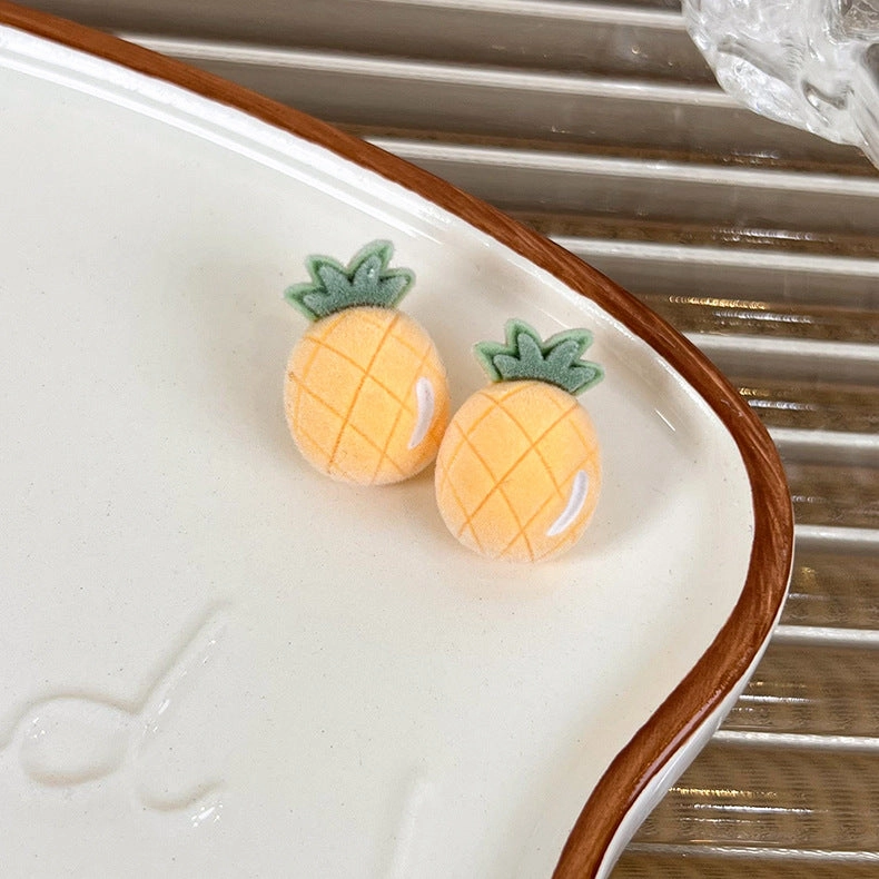 Wholesale Flocked Fruit Stud Earrings