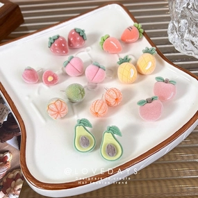 Wholesale Flocked Fruit Stud Earrings