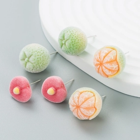 Wholesale Flocking Fruit Cute Fun Earrings