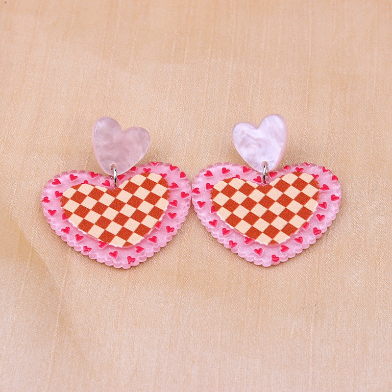 Wholesale Floral Heart Geometric Simple Fashion Personality Acrylic Print Earrings