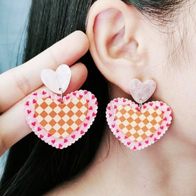Wholesale Floral Heart Geometric Simple Fashion Personality Acrylic Print Earrings