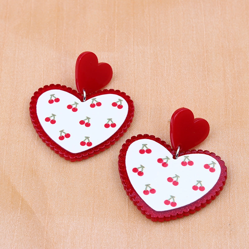Wholesale Floral Heart Geometric Simple Fashion Personality Acrylic Print Earrings