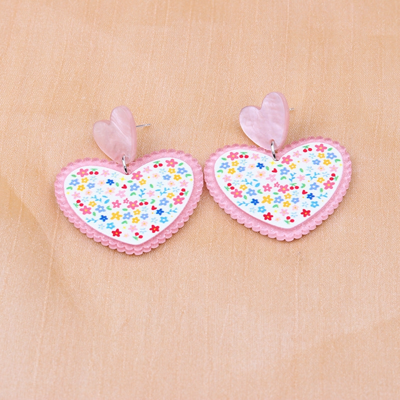 Wholesale Floral Heart Geometric Simple Fashion Personality Acrylic Print Earrings