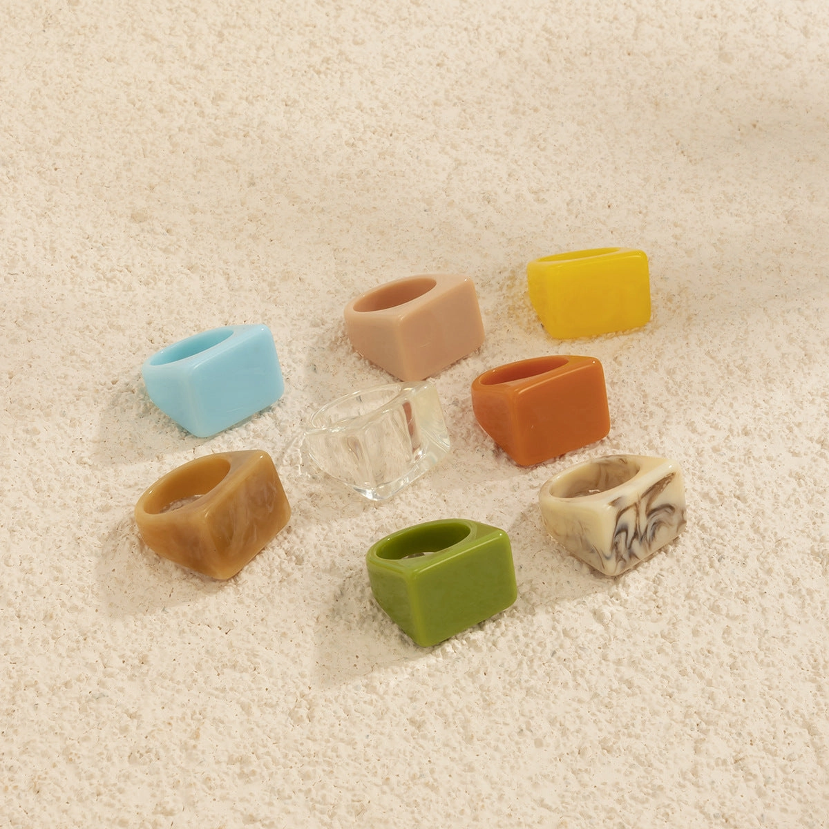 Wholesale Flow Colored Candy Colored Acrylic Geometric Rings
